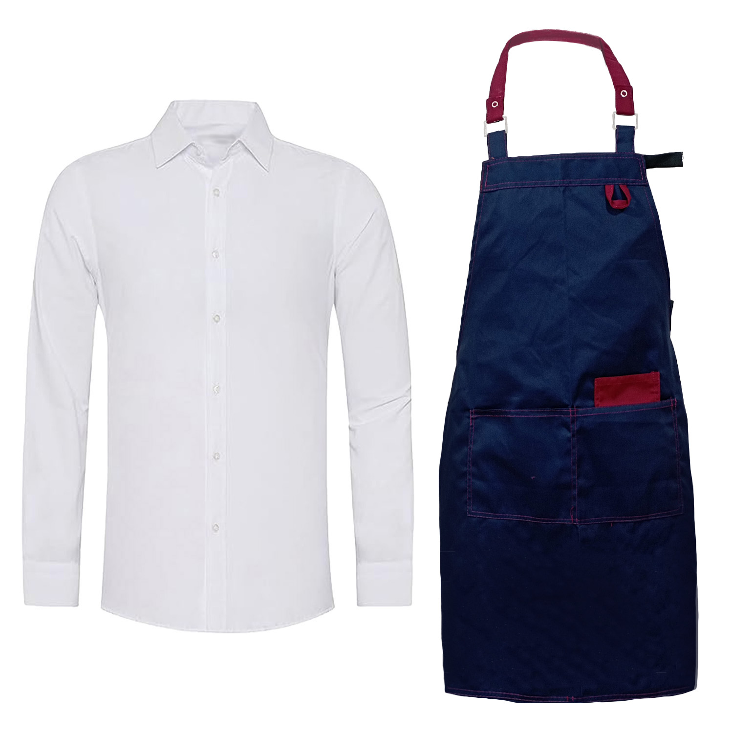 Kit professionale uomo Cameriere di sala per Camicia e Grembiule in 2 varianti Taglia unica made in italy